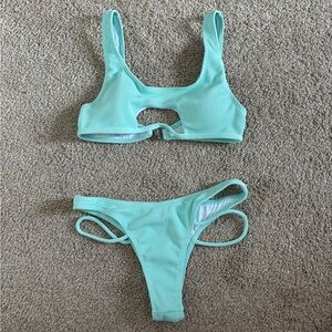 Blue Cut-Out Bikini- Size Small
